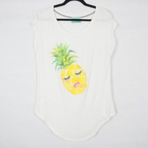 Judith March Graphic Tee Pineapple White Size S